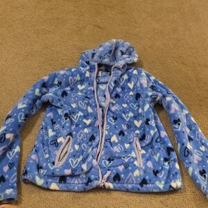 Lands' End Blue Heart Fleece Jacket Girls xl Plus